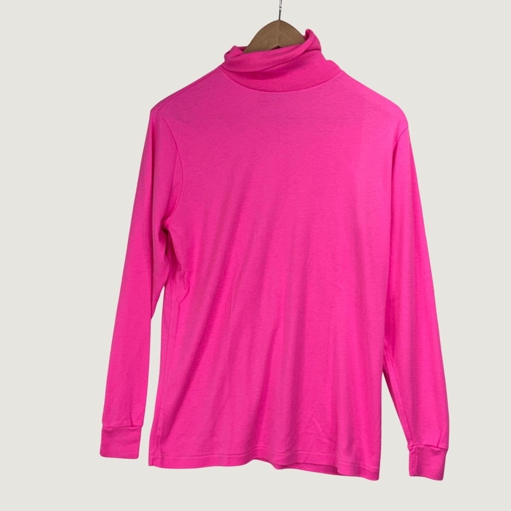 Medalist Turtleneck Top Large Neon Pink VTG 80s 90s SKI Made in USA Retro Bright